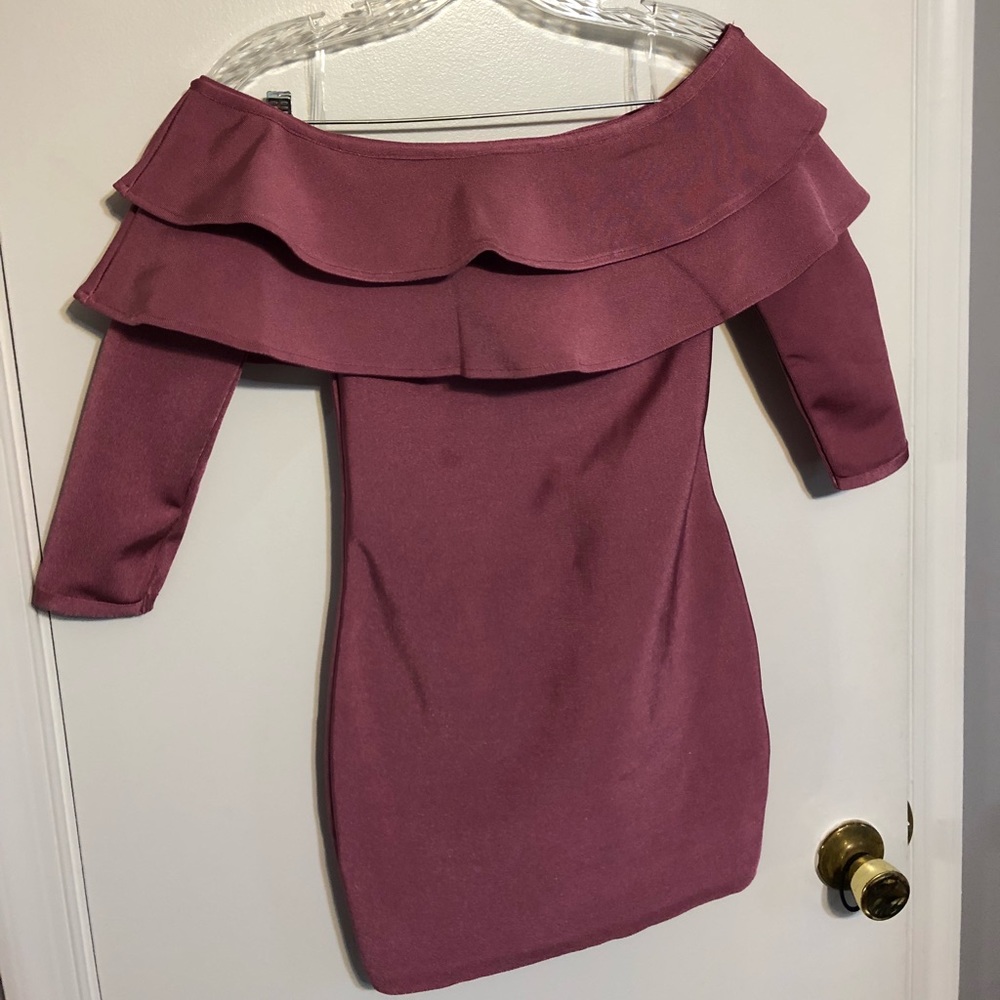 Ruffle off the shoulder Bandage Dress